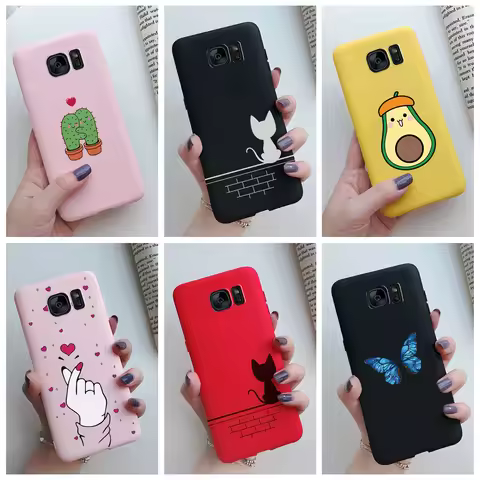Cute Cat Cactus Silicone Case For Samsung galaxy S6 edge S7 edge Cover Soft Slim Funda For Samsung S