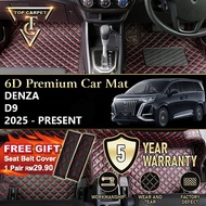 Top Carpet DENZA D9 ( 2025 - 2026 ) 6D PU Leather Car Carpet VIP Car Mat Floor Mat Alas Kaki Karpet 