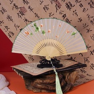 Zhou Embroidered Fan Folding Fan Hanfu Fan Antique Cheongsam Fan New Chinese Style Fan Cheongsam Fan