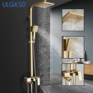 Biggers sanitary gold color copper bathroom shower set shower faucet with rainfall top shower head c