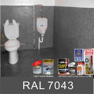 RAL 7043 ( FULL SET EPOXY PAINT ) TOILET TILES FINISH / CAT EPOXY LANTAI / 1L PRIMER TILES AND 0.5 KG POWDER ANTI SLIP AND 1L EPOXY FINISH PAINT / FREE TOOLS