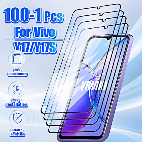 1-100Pcs Protective Tempered Glass for Vivo Y17s Y 17 Screen Protectors Front Case Full Cover Phone 