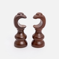 特力屋 實木窗簾桿 凹型單托架 櫻桃木色 2入 28mm