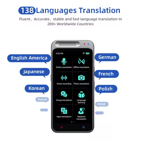 Z6 Portable Audio Translator 138 Language Smart Translator Offline In Real Time Voice AI Voice Photo
