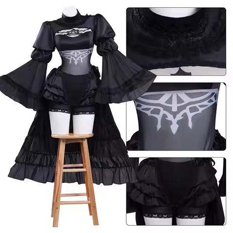 YoRHa 2B Cosplay Costume Wig Anime Game NieR Automata Black Wedding Dress Women Halloween Carnival P
