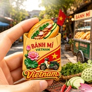 Resin Fridge Magnet Vietnam Baguette Paper Bag Lotus Flower Motorbike Travel Souvenir Magnetic Stick