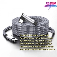 60W USB Type C To USB C Cable 90 Degree Angle For OPPO Reno 14Pro 13Pro 12Pro 14 5G 14F 14F 5G 13 5G