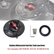 For Yamaha YZF R1M R1 R3 R15V3 R15M R15 V4 Keyless Motorcycle Fuel Gas Tank cap Cover Aluminum Acces