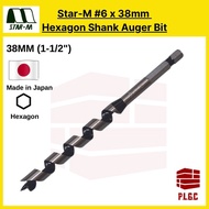 Star-M 38MM (1 1/2") x #6 Hexagon Shank Auger Bit For Wood Timber