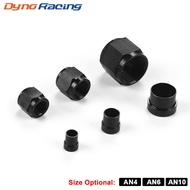 Hardline Tube Nut and Sleeve Fitting Adapter for 4AN-1/4,AN6-3/8,AN10-5/8 Hard Line Aluminum Black