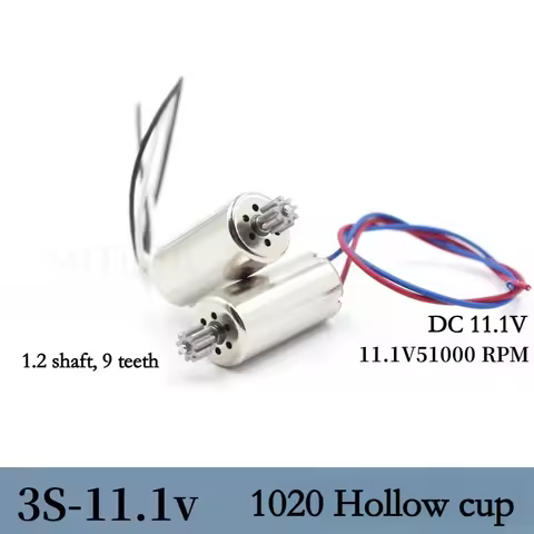icro 1020 Coreless Motor 3S 11.1V 51000RPM High Speed RC Motor with 9T Pinion Gear Drone Accessory