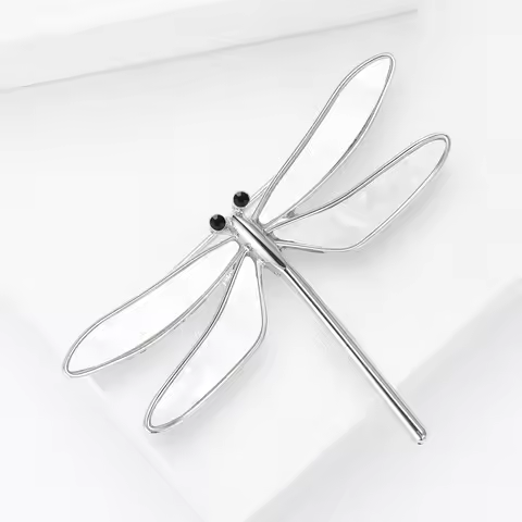 Simple Enamel Shell Dragonfly Brooches for Women Unisex Insect Animal Pins Casual Party Accessories 