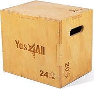 Yes4All 3 in 1 Wooden Plyo Box, Plyometric Box Platform for Home Gym and Outdoor Workout