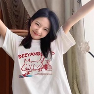 2026 American Retro White Fun Printed Short-Sleeved T-Shirt Men Women Summer Hot-Selling Pure Cotton