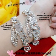 👉925 silver bangle for men  *Rantai tangan Perak sesuai untuk lelaki@925纯银沙面男装手链