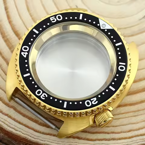 45mm Tuna SKX 6105 Gold watch case Sapphire Glass For Seiko NH36 NH35 NH34 4R36 skx007skx009skx013 A
