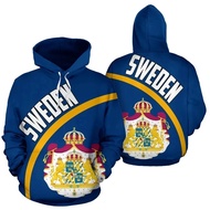 Sweden National Emblem 3D Printed Hoodie Long Sleeves Swedish Flag Sweatshirt For Men Clothes Fashio