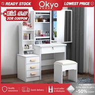 🔥Solid wood🔥Dressing table Mirror Meja Solek Drawer Storage Desk Make-up table Storage Dresser化妝桌