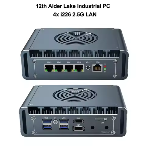 Fanless Mini PC Alder Lake Intel Core i7 1265U i5-1235U Pentium Gold 8505 4x Intel i226V 2.5G LAN DD