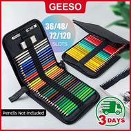 GEESO Black Oxford Folding Zipper Pencil Bag For 36/48/72/120 Pencils Eraser Knife Canvas Stationery