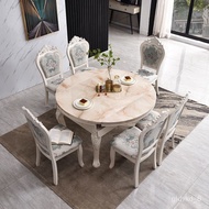 LP-8 QDH/QQ💎European-Style Dining Tables and Chairs Set Marble Dining-Table Multi-Functional Telescopic Table Eight-Immo