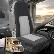 Front Truck Seat Cover, Universal for Freightliner Cascadia/F650/F750/Volvo/Kenworth, Black & Gray 9