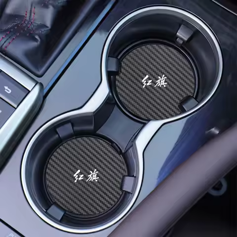 2pcs Car Water Coaster Pads Non-slip mat For Hongqi H5 E-HS9 HS5 H9 HS9 L5 S9 H7 HS7 H6 N701 N501 E1