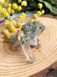 雷姆利亞 白水晶 玻璃米珠x天然石 串珠吊墜 配 寶石鏈