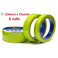 Microtex 1" (24MM) HP Masking Tape 25yards x 6rolls (Washi Tape,Painter's Tape)