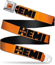 Hemi Belt, Seatbelt Buckle Belt, Hemi 426 Logo Repeat Orange Black, 44 to 63 Inches, Hemi, 1.5" Wide