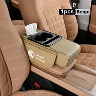 ที่หุ้มที่วางแขนรถหนัง PU แบบหนาคอนโซลกลางเบาะเสื่อกล่องเบาะรองนั่งที่พักแขนพร้อมที่วางถ้วยเหมาะสำหร