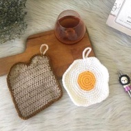 手作可愛蛋吐司編織杯墊/隔熱墊