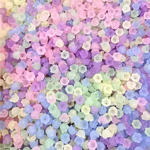 40Pcs 9*7mm Small Lily Of The Valley Flower Beads Colorful Acrylic Bead Cap Jewelry Accessories Jewe