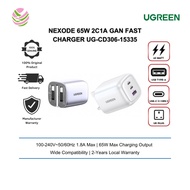 UGREEN NEXODE 65W 2C1A GAN FAST CHARGER (WHITE) UG-CD306-15335 100-240V~50/60Hz 1.8A Max - USB-C1