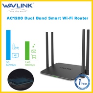 Wavlink AC1200 Dual Band Smart WiFi Router พร้อมเสาอากาศ 4x5dBi ความเร็ว WAN / LAN 10 / 100Mbps สูงถ