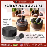 ADELSTEN Marble Pestle and Mortar Lesung Batu Marble Spice Grinder Masher Crushing Bowl Set