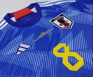 2022年阿迪達斯FIFA世界盃日本國家隊堂安律1號球衣，西班牙比賽款，短袖，藍色，前後印花，L碼 *全新未使用/吊牌齊全