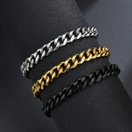I.K.L 3/5/7/mm Men Fashion Simple Style Silver Gold Black Cuban Chain Bracelet
