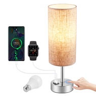 ⭐️【มีในสต๊อก+คลังสินค้าท้องถิ่น】⭐Bedside Lamps Table Lamp For Bedroom Lamp With USB C+A Charging Por