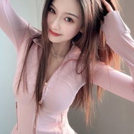 Lulu define yoga jacket women's  stand collar gold zip long sleeve top -  running quick-dry Sports  