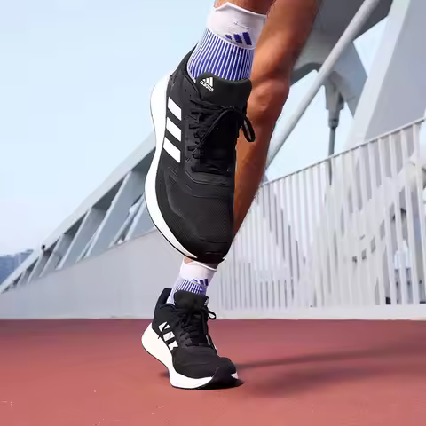 adidas Black White Three Stripes Breathable Mesh Lightweight Cushion Running Sneakers GW8336