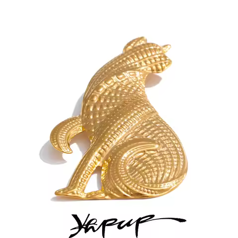 Yhpup Stainless Steel Metal Leopard Brooch Pin Unisex Women Men Accessories Minimalist Statement Jew
