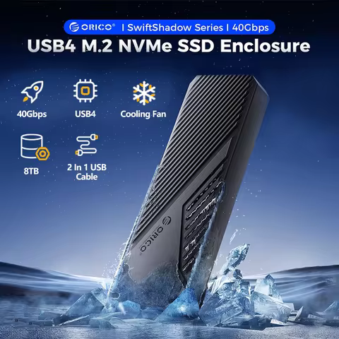 ORICO CNM2 USB4 40Gbps 20Gbps 8TB M.2 NVMe SSD Enclosure with Cooling Fan PCIe4.0 Compatible Thunder
