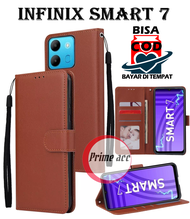 INFINIX SMART 7 FLIP CASE KULIT - LEATHER CASE FLIP UNTUK INFINIX SMART 7 / FLIP WALLET KULIT UNTUK