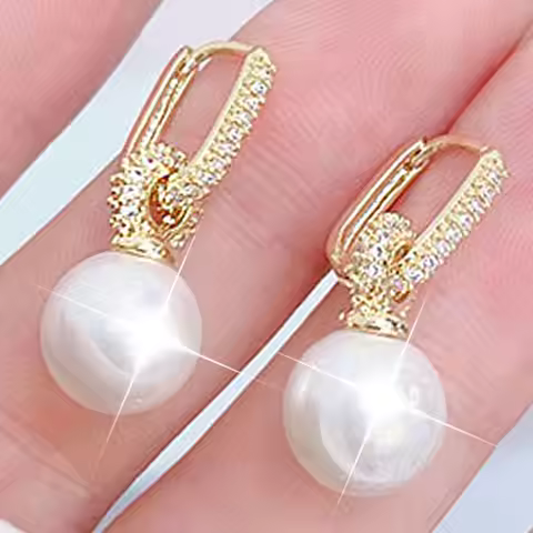 JUWANG Round Shape Romantic Exquisite Zircon Earring For Lady Temperament Shine 14K Real Gold Luxury