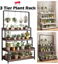 3 Tier Wooden Plant Rack Plant Stand Metal Frame Plant Rack Balcony Multi Layer Flower Rack Hanging