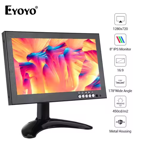 Eyoyo 8“ CCTV Security camera Monitor 720P IPS Display Screen VGA/AV/BNC/SPEAK PC Screen Portable LC