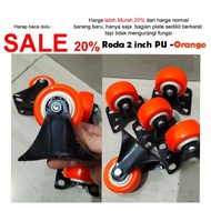 Rijek Wheels 2 inch PU Plate Fixed Orange/heavy Duty Duty + Double bearing Wheels Trolley/ Showcase/