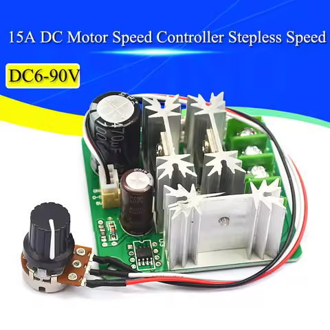 DC 6V-90V 15A DC Motor Speed Controller Stepless Speed Regulation Pulse Width PWM DC 12V 24V 36V 48V