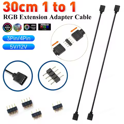 ARGB 5V 3 Pin/12V 4Pin Extension Cable Adapter 30cm 1 to 1 ARGB Splitter Cable for MSI A SUS ASRock 